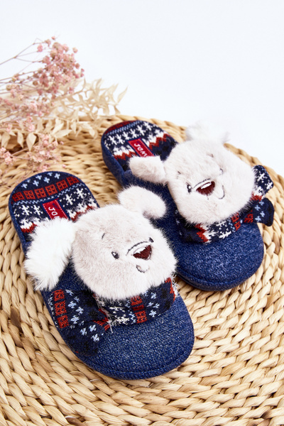 Children's Slippers with Thick Sole and Bear Navy Dasca