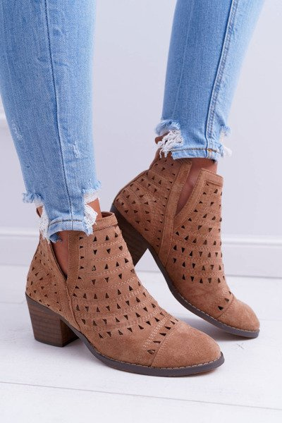 Stiletto Damen Openwork Booties mit Cutouts Braun Milanese