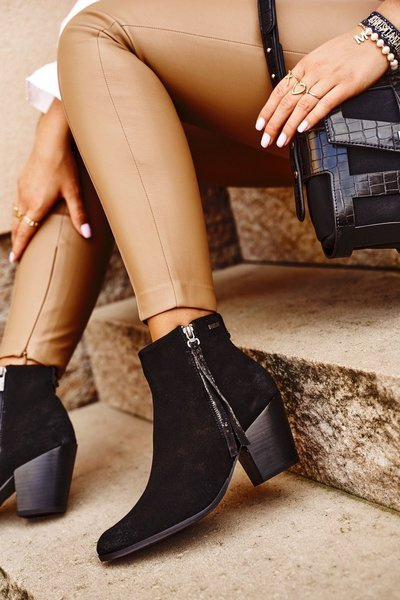 Bottes Femme À Talon Daim Cuir Big Star Noir GG274362