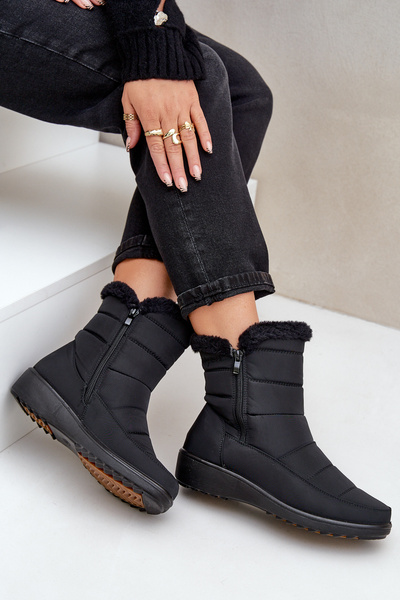 Bottes De Neige Pour Femmes Avec Fermeture Éclair Et Fourrure Noir Fiorittia