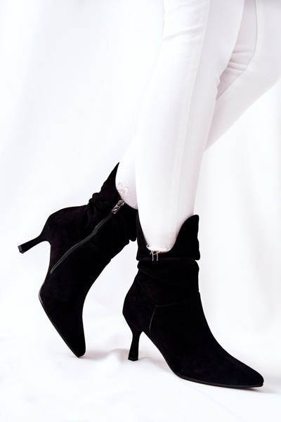 Cizme din piele cu toc Laura Messi 2427 Negru
