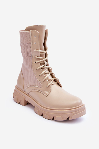 Bottines à Lacets Femme Beige Marlissa