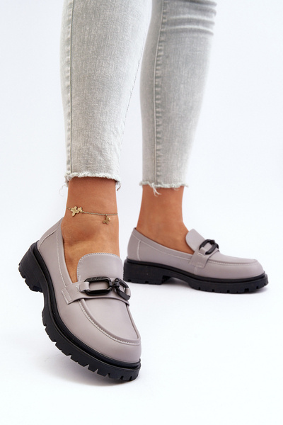 Mocassins Femme Gris En Cuir Véritable Imbleria