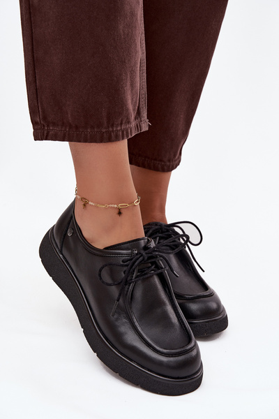 Derbies en cuir pour femmes Maciejka K7189-01 Noir