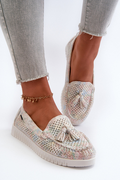 Mocassins légers pour femmes en cuir écologique avec motif découpé Tinami