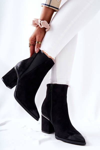 Schwarze Coriseis-Stiefel aus Wildleder mit Absatz