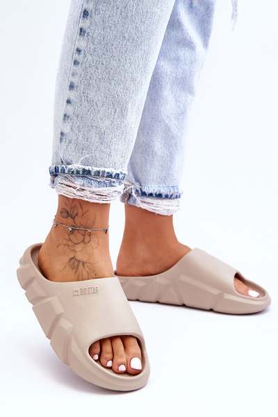 Pantoufles Big Star en mousse légère pour femmes LL274593 Beige