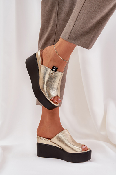 Platform And Wedge Sandals Eco Leather Gold Eridoria