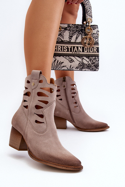 Bottines en Cuir à Découpes Maciejka 06412-04 Beige