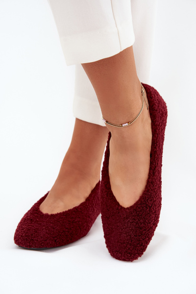 Ballerines Femme Avec Fourrure Type Agneau Bordeaux Zimira