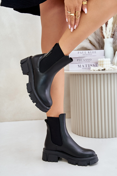Meleg Slip-On Chelsea Csizmák Eko Bőrből Big Star MM274071 Fekete