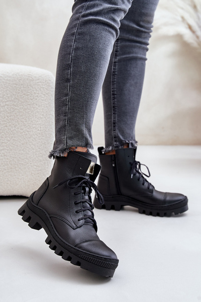 Zazoo 2831 Bottes Pour Femmes En Cuir Naturel Noir