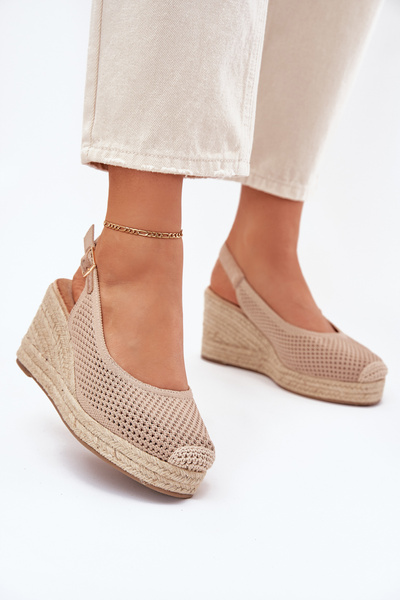 Damen Sandalen Auf Wedge Mit Geflecht Dunkelbeige Tulliata