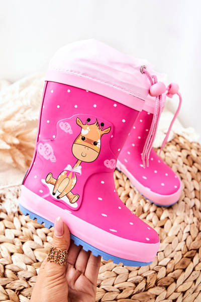 Bottes Galoches en Caoutchouc Enfant Fushia Girafe Glynnala
