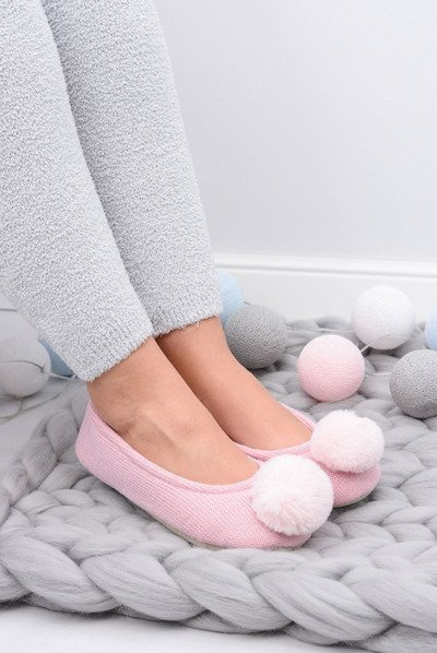 Balerina de casă roz pentru femei Soxo cu pompon