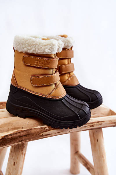 Cizme de zăpadă pentru copii pe Velcro Big Star KK374237 Camel