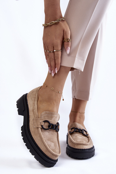 Moteriški Loafers Zomšiniai Loafers La.Fi Beige Willows