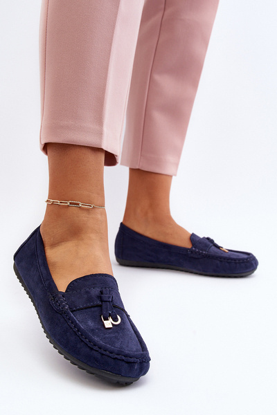 Mocassins classiques en daim bleu marine pour femmes Ontala
