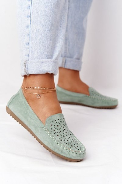 Mocassins En Daim Pour Femme Vert Molly