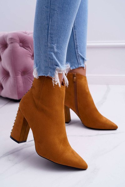 Bottines À Talons Et Rivets Femme RB23P Camel Snack
