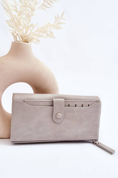 Portefeuille Femme Grand Capacite Gris Evina