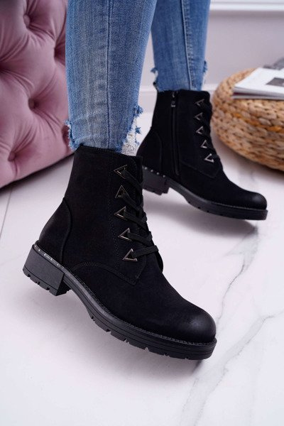 Frauen Flacher Absatz Nubuk Stiefel Schwarz Sergio Leone TR718