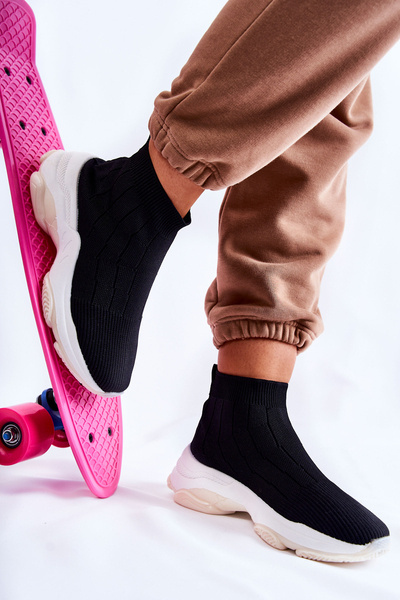 Pantofi sport de pânză înaltă pentru femei negru nolly