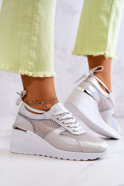 Bőr Mesh Wedge Sneakers S.Barski Ezüst