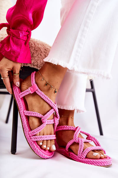 Modische Damensandalen Geflochten Fuchsia Amparo
