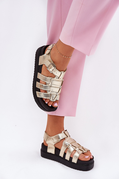 Sandales Femme Sur Plateforme Avec Boucles Or Atarafas