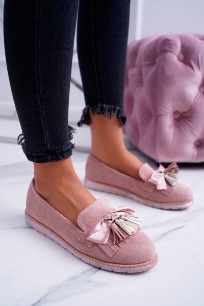 Mocassins à Franges en Daim Rose Ermire