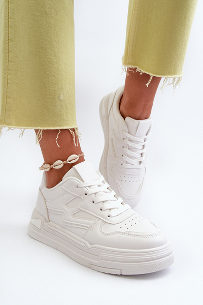 Baskets à plateforme pour femme en simili cuir blanc Lynnette