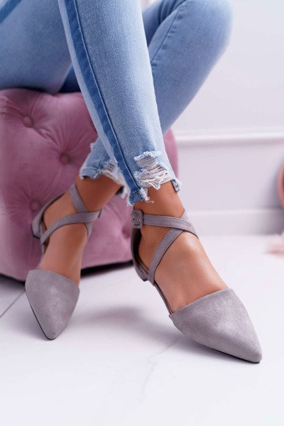 Ballerinas pentru femei din piele de căprioară gri a indicat Medena