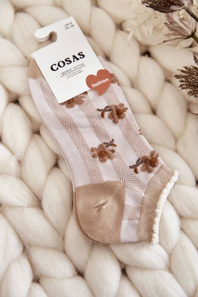 Moteriškos kojinės su gėlėmis Cosas Beige
