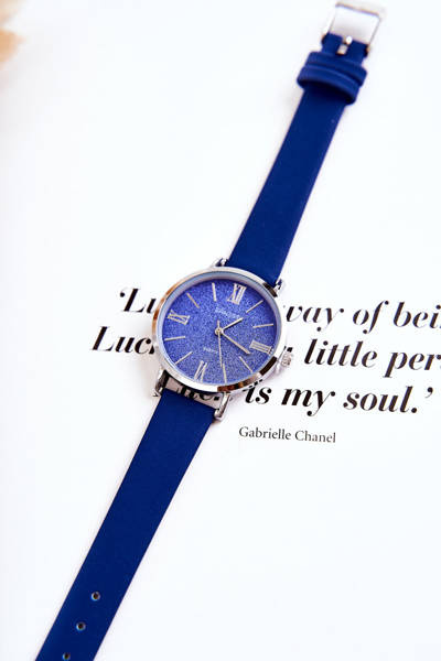 Žiūrėkite ant odinio dirželio Be nikelio ERNEST Dark Blue