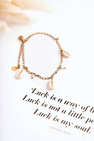 Állítható női karkötő a bokán - arany kagyló