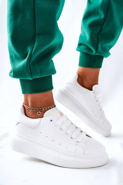 Baskets En Cuir Sur Plateforme Blanc Lemmy