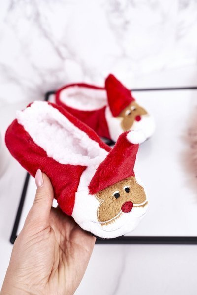 Vaikiškos kalėdinės šlepetės su Kalėdų Seneliu2 Red Xmas