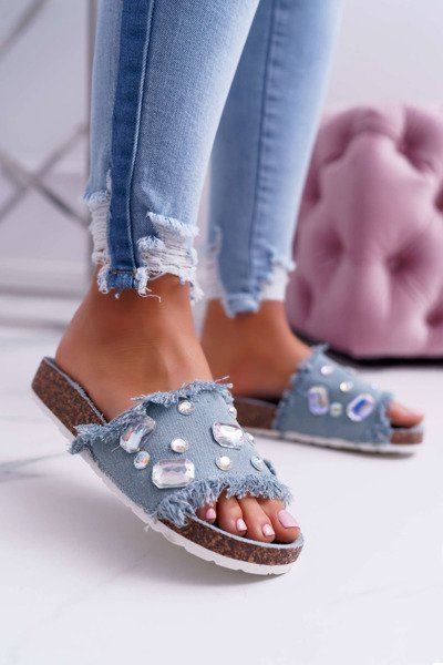 Tongs Femme avec Zircons Jeans Koko