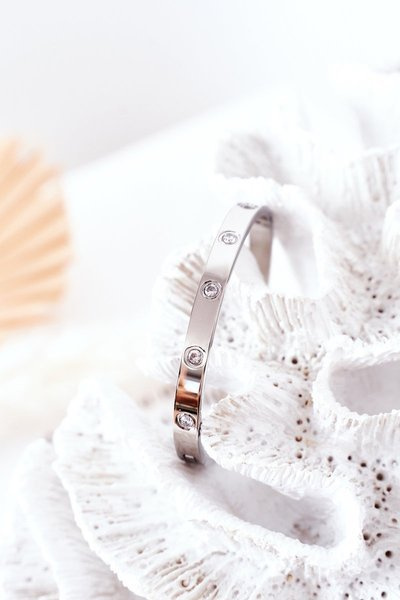 Stahlarmband mit großen Zirkonias Silber