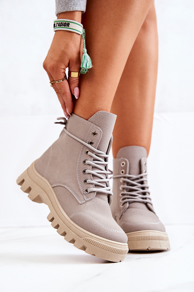 Bottes Nouées En Daim Gris Hurricane