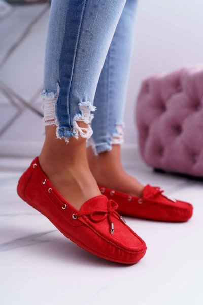 Mokassins női kényelmes Eco Suede Red Memfi