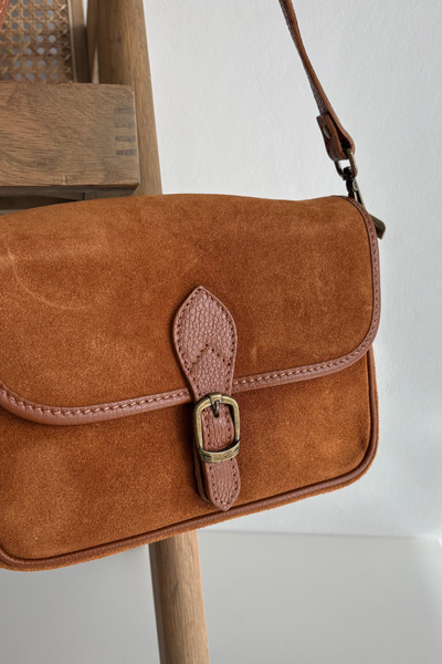 Sac à main en cuir suède Camel Norla