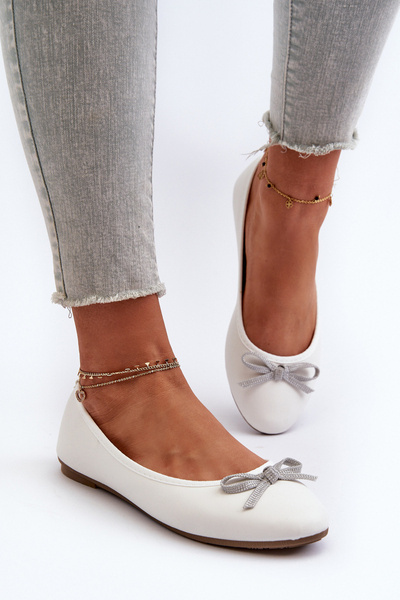 Ballerines blanches en éco-cuir avec nœud