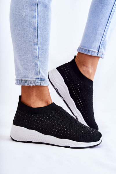 Pantofi sport pentru femei cu zirconi negri Calsey