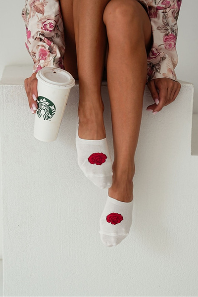 Damen Baumwoll-Mikrosocken Rosa Ecru