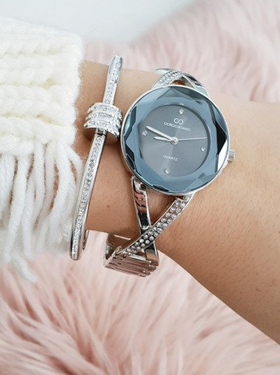 Women's Giorgio și Dario Watch cu paiete Cube Silver
