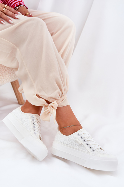 Baskets Femme en Dentelle Big Star RR274747 Blanches
