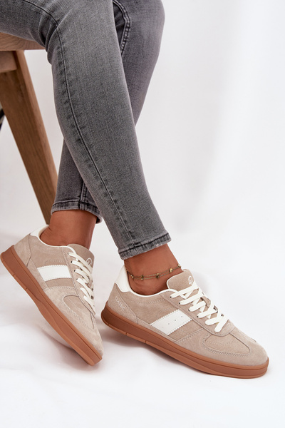 Bőrhatású női sneaker Vinceza 14029 Bézs