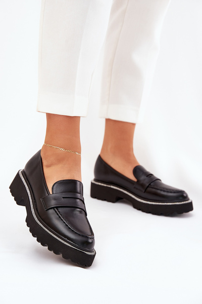 Mocasi Dama Eco Piele Cu Zirconii Negri Wilamla